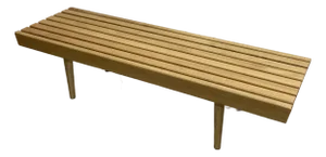 Mid Century Modern Styled Handmade Oak Slat Bench | Long Coffee Table
