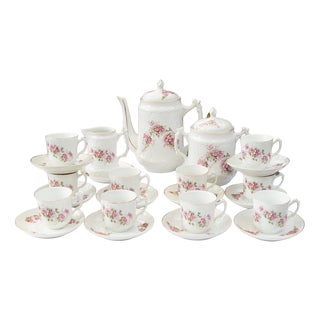 Antique French Porcelain Coffee Service for Ten People from Befos, 1880s, Set of 24 For Sale