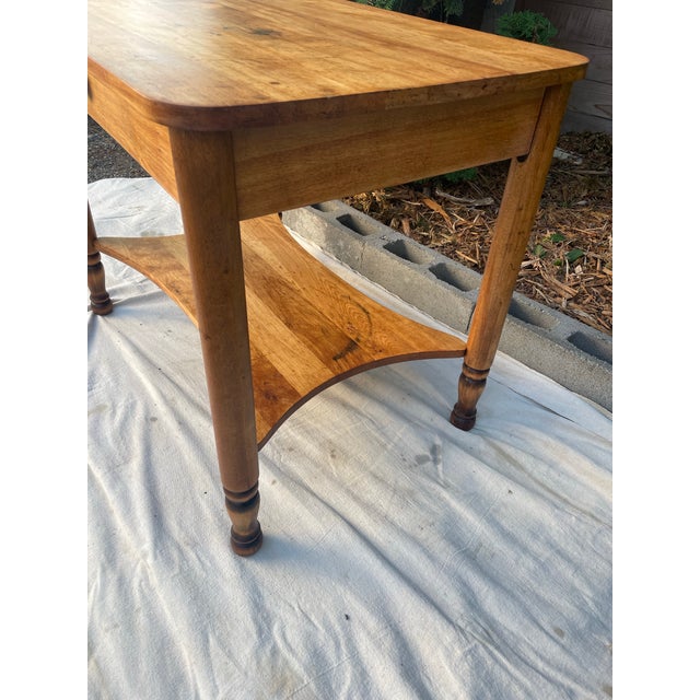 Early 20th Century Antique American Farmhouse Work Table With Drawer, Turned Legs For Sale - Image 5 of 10