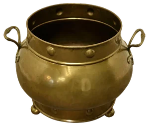 19th Century Pot Belly Brass Coal Bucket on Feet, 1880s