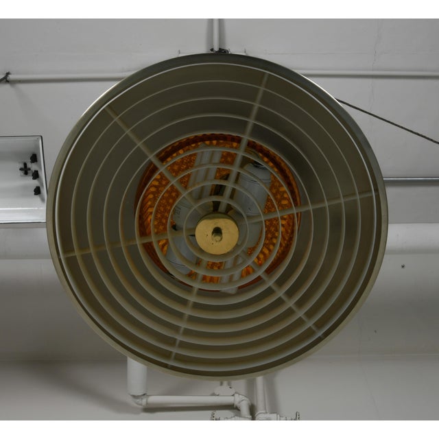 1970s Danish Modern Brushed Aluminum & Amber Glass Saucer Pendant For Sale In Chicago - Image 6 of 7