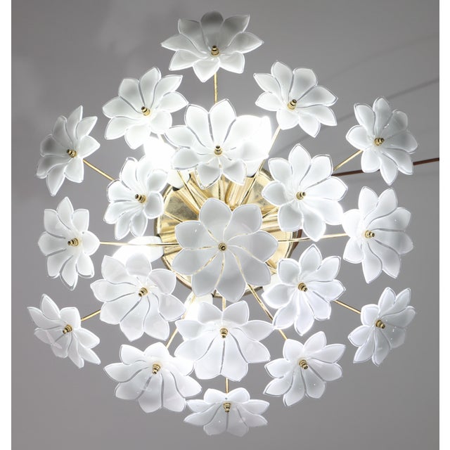 Italian 1980s Audrey Hepburn, Delicious Murano Glass Ceiling Light White Wall Light Flowers For Sale - Image 3 of 16