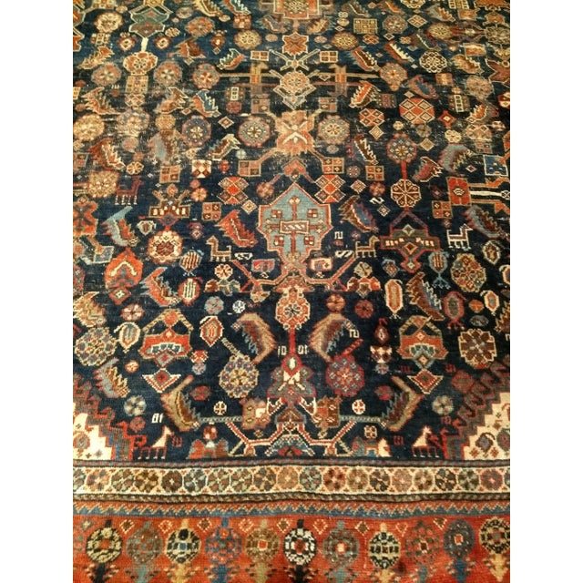 Beautiful 19th Century Persian Qashqai Gallery/Corridor tribal rug. The main field of this wonderful rug is a deep,...