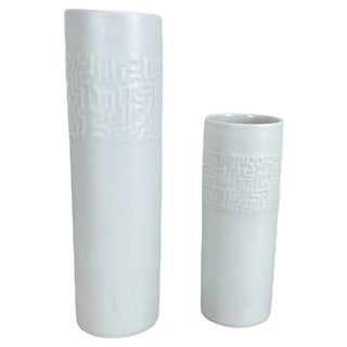 Abstract Porcelain Vases attributed to Cuno Fischer for Rosenthal, Germany, 1980s, Set of 2 For Sale