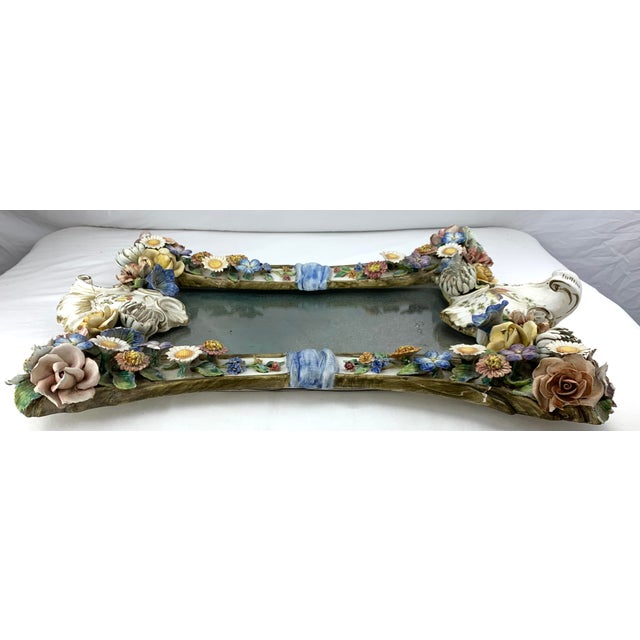 1970s Italian Painted Ceramic Mirror For Sale - Image 10 of 12