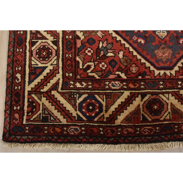 Hamedan Runner 3’8” X 9’10” Blue Wool Vintage Tribal Hand-Knotted Rug For Sale - Image 10 of 13