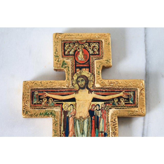 Italian Vintage Italian Giltwood Cross Wall Hanging For Sale - Image 3 of 8