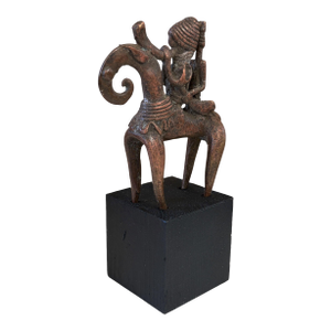 Superb African Dogon Bronze Horseman Cast Handmade Mali 5.75"h