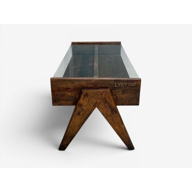 Chocolate Pierre Jeanneret, Coffee Table, Teak, Glass, Chandigarh, India, 1960s For Sale - Image 8 of 14