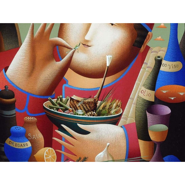 Anton Arkhipov "Bon Appetit" Hand Signed Artist's Custom Framed Art Chef Food For Sale - Image 4 of 9