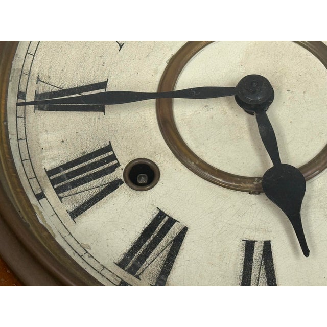 Wood Meiji Clock Co. Octagonal Pendulum Wall Clock, Antique For Sale - Image 7 of 12