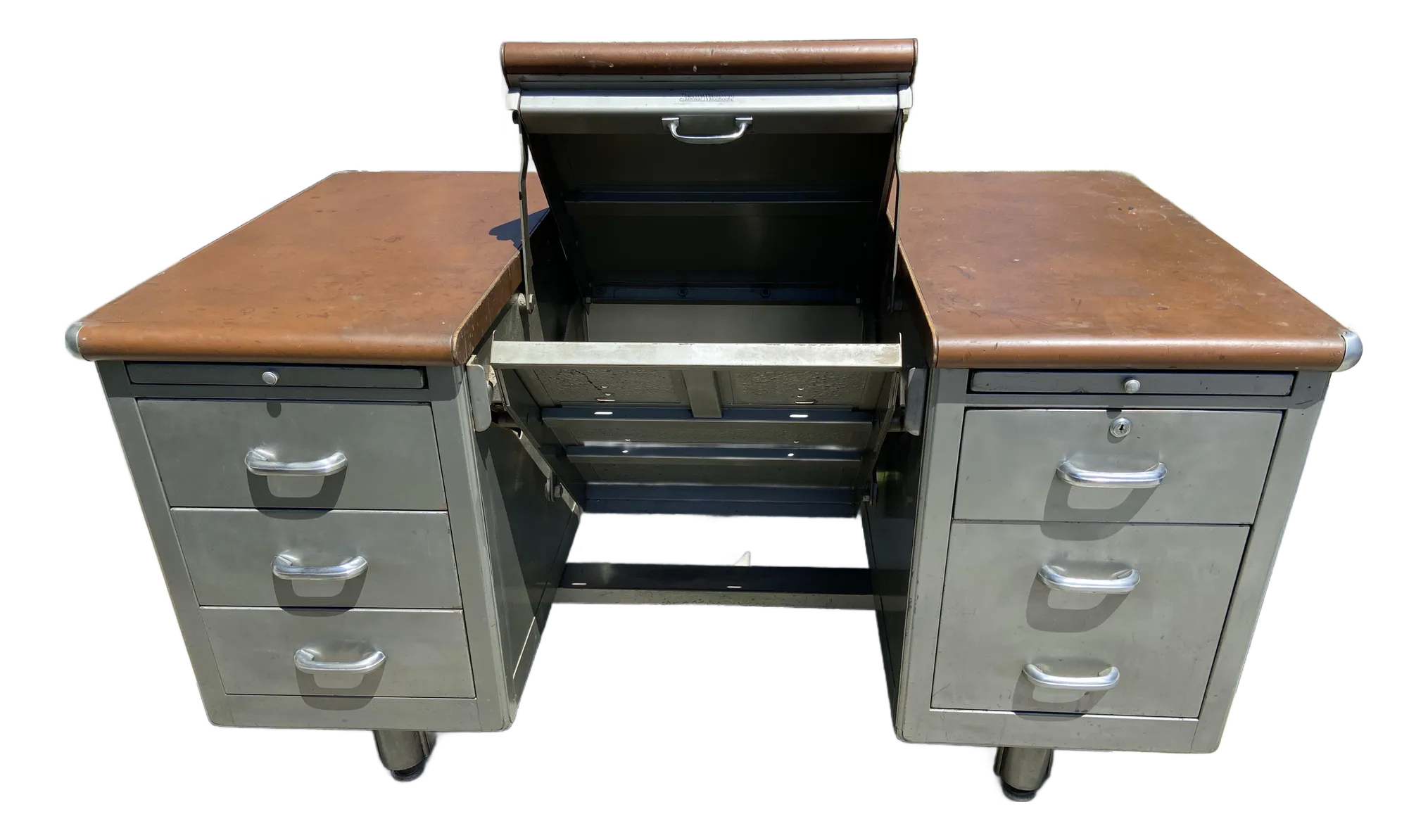 1940s Vintage Shaw Walker Typewriter Metal Tanker Desk | Chairish