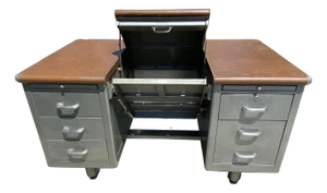 1940s Vintage Shaw Walker Typewriter Metal Tanker Desk