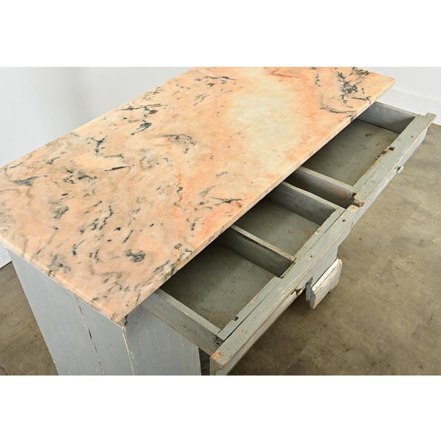 French 19th Century Marble-Top Painted Shop Counter For Sale - Image 13 of 15
