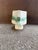 Thick white crackle glaze footed ceramic planter with green stripe. Unmarked.