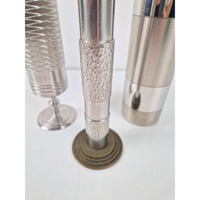 Metal Brutalist Sculptural Metal and Brass Vases from BMF, Germany, 1960s, Set of 3 For Sale - Image 7 of 10