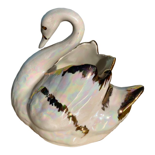1960s Vintage Swan Figurine With Gold Detail For Sale