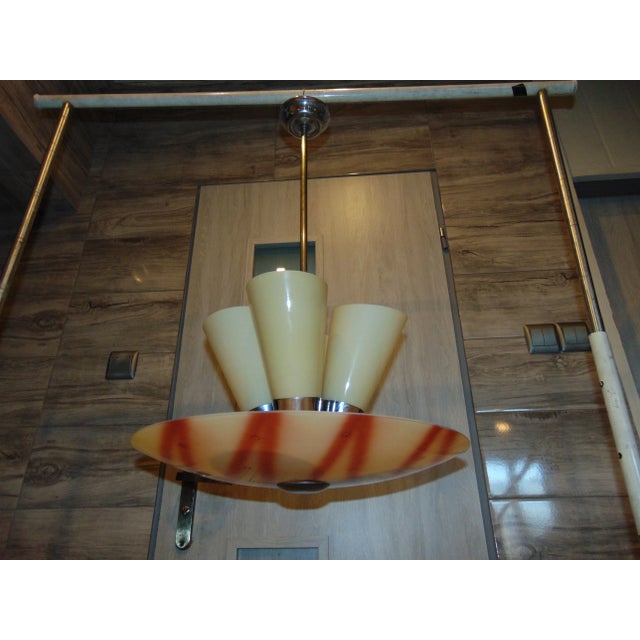 Mid-Century Nickel-Plated Chandelier from Napako For Sale - Image 9 of 9