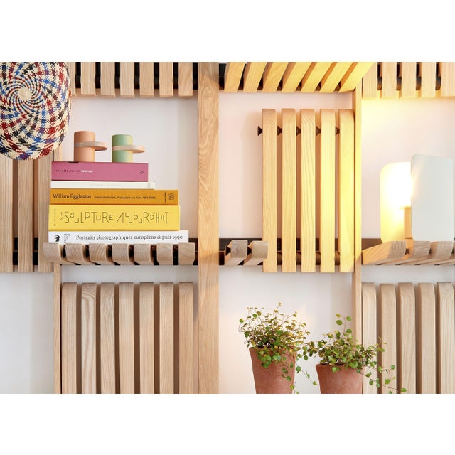 Modern Shelving System Handcrafted Lacquered Finish Wood on the Steel Frame Modular Shelves 1000 Mm For Sale - Image 17 of 17