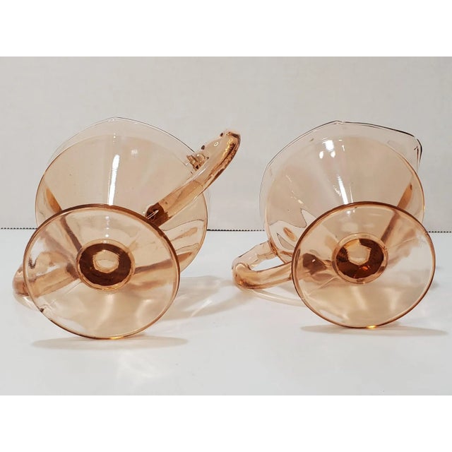 Art Deco 1929 Liberty Works Egg Harbor Pink Glass Cream & Sugar Set For Sale - Image 3 of 5