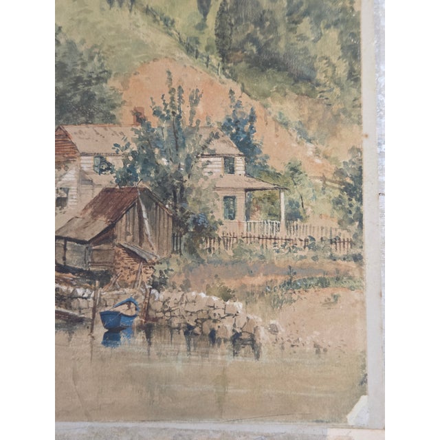 Landscape Scene With House and Mill, Watercolor, j.w. Spaveil June 11 1886 For Sale - Image 9 of 9