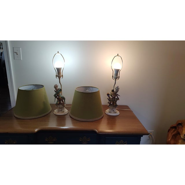 Pair of Vintage Lamps With Porcelain Birds For Sale - Image 10 of 11