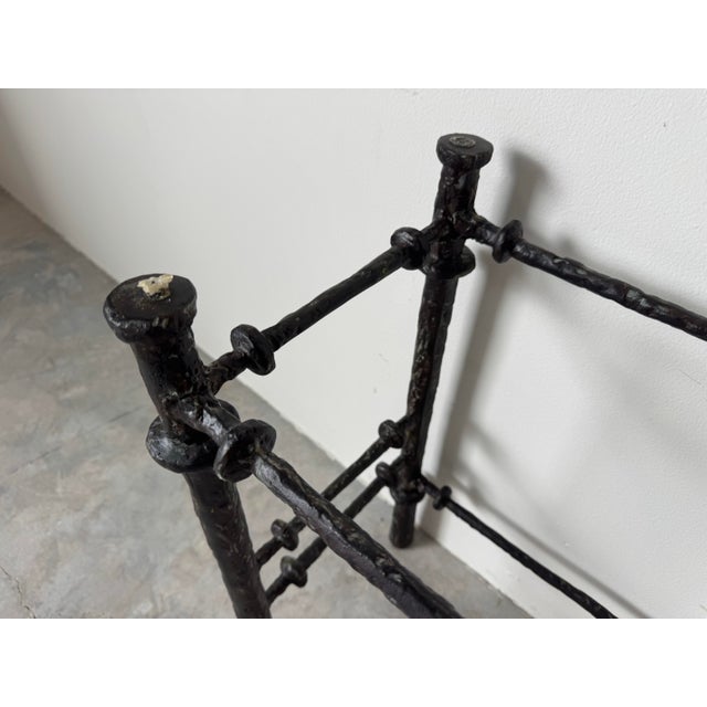 1970s Vintage Diego Giacometti Style Bronze Finish Wrought Iron Sculptural Console Table For Sale - Image 5 of 11