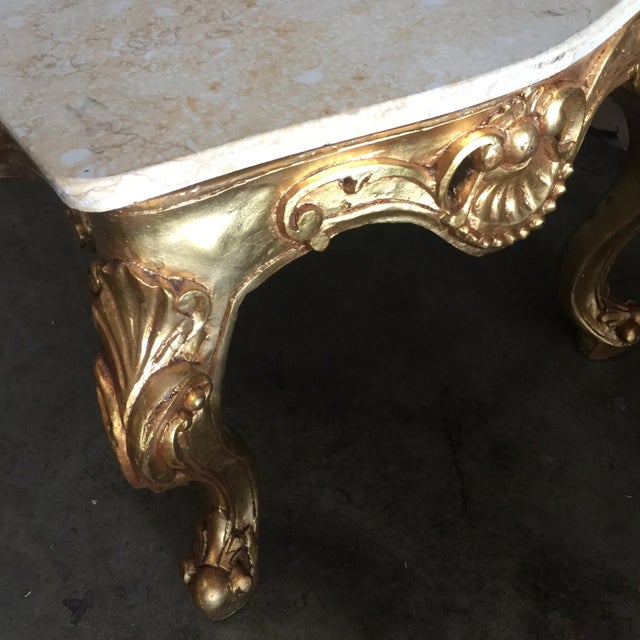 Neoclassical Marble Topped Gilded Coffee Table For Sale In Atlanta - Image 6 of 6