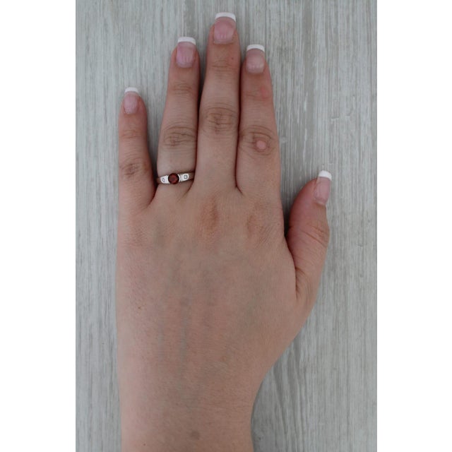 Silver 0.44ctw Madeira Citrine Diamond Ring 14k White Gold Size 6.25 Stackable For Sale - Image 8 of 8