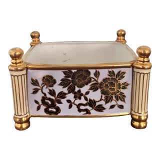 Early 20th Century Morimura French Empire Style Blue Floral Cachepot For Sale