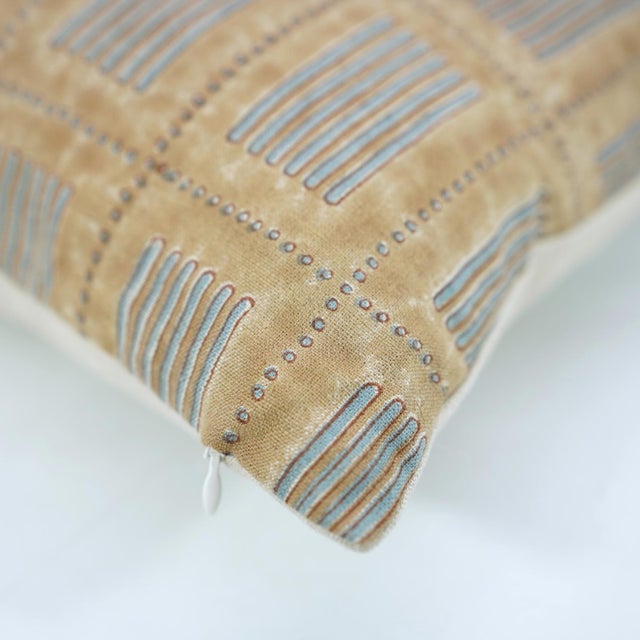 Not Yet Made - Made To Order Fabdivine Pure Linen Block Print Pillow Cover – Yug Design 14x36 Inch Handmade Decorative Cushion For Sale - Image 5 of 6