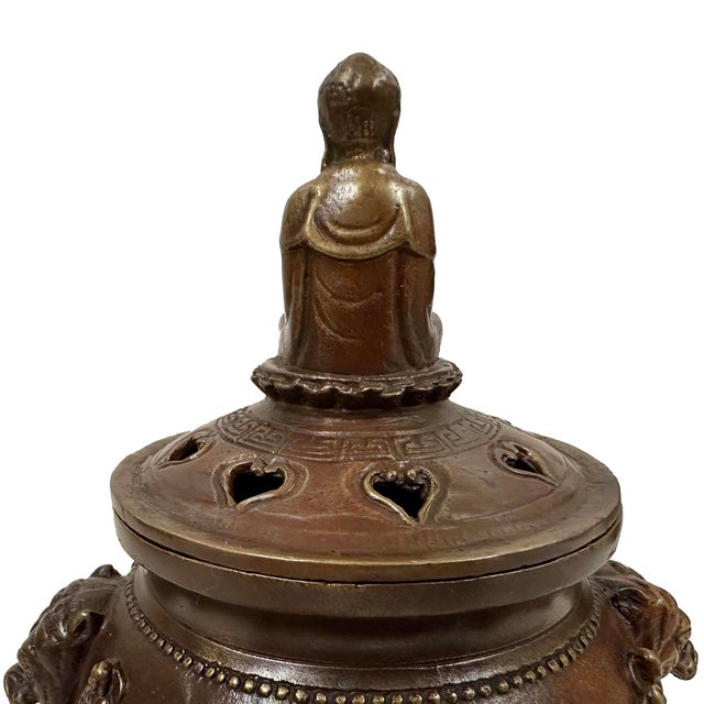 Metal Mid-20th Century Tibetan Brass Tripod Incense Burner For Sale - Image 7 of 12