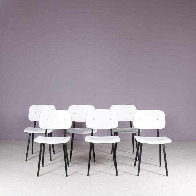 Result Chairs in Black and White by Friso Kramer for Ahrend-De Cirkel, 1950s, Set of 6 For Sale - Image 3 of 12