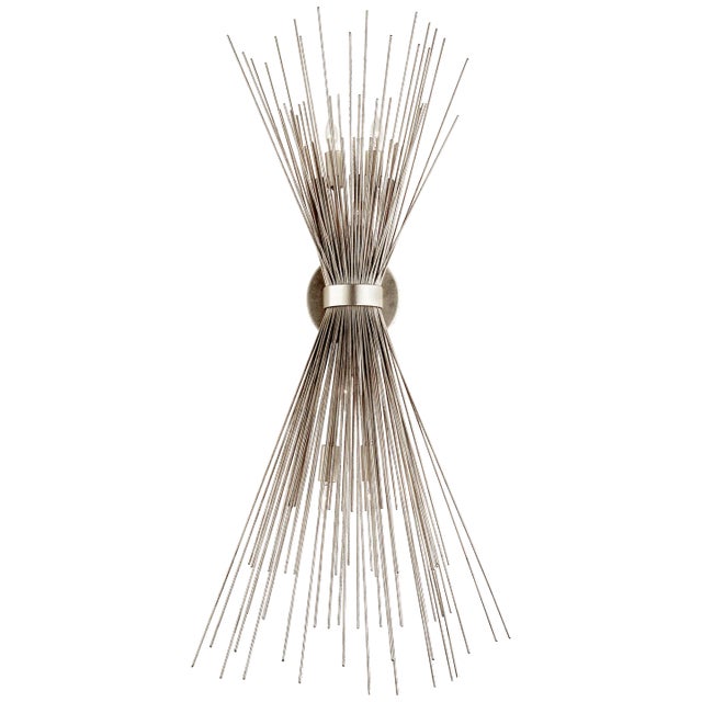 Strada Large Sconce in Burnished Silver Leaf Designer: Kelly Wearstler Height: 36" Extension: 8" Backplate: 5" x .5" ROUND...