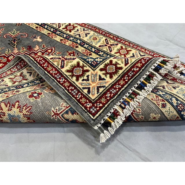 Charcoal Gray, Cream and Red Kazak Wool Runner Rug, 2'8" X 9'6" For Sale - Image 13 of 17
