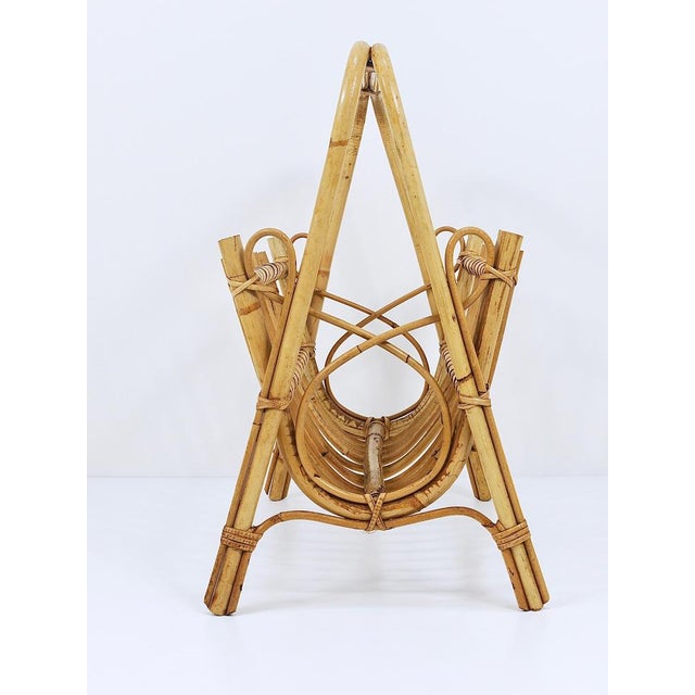 Rattan Bamboo Magazine Rack, France, 1950s For Sale - Image 11 of 18