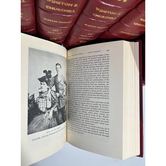 1960s Illustrated Red Leather Octavo Volume Set, Randolph S. Churchill and Martin Gilbert's the Life of Winston S. Churchill - 8 Books For Sale - Image 10 of 13