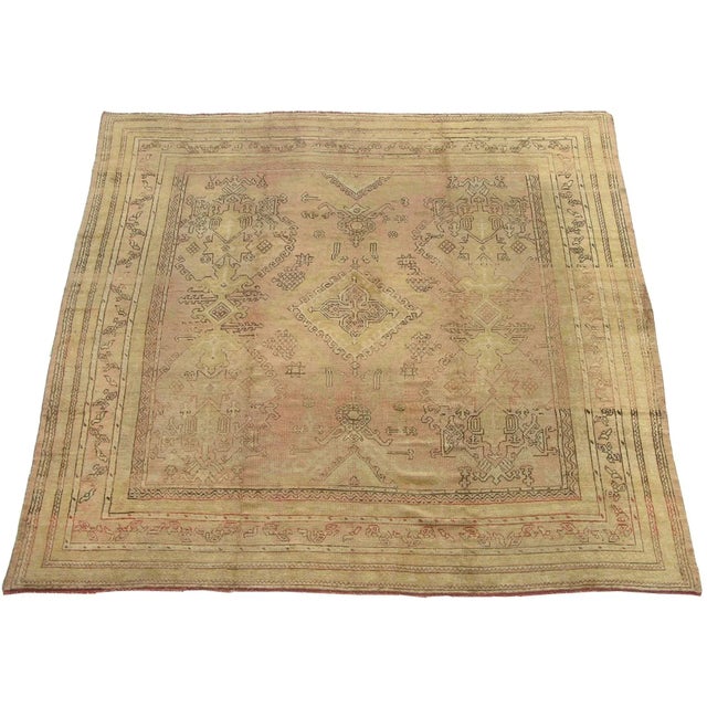 19th Century 19th Century Tribal Turkish Oushak Square Rug For Sale - Image 5 of 5