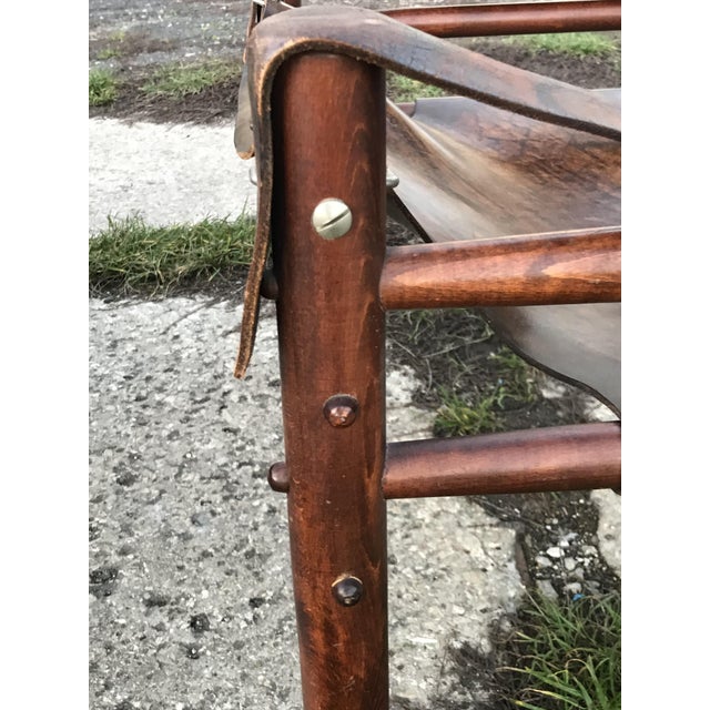 1960s Vintage Leather Safari Chairs, 1960s, Set of 2 For Sale - Image 5 of 8