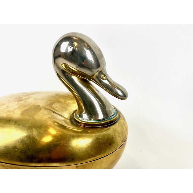 Large Mid-Century Modern Duck Shaped Brass Bowl with Lid, 1960s For Sale - Image 6 of 14
