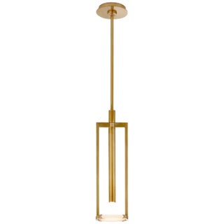 Kelly Wearstler for Visual Comfort Signature Melange Small Floating Disc Pendant in Antique-Burnished Brass with Alabaster For Sale