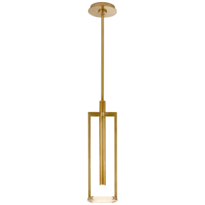 Kelly Wearstler for Visual Comfort Signature Melange Small Floating Disc Pendant in Antique-Burnished Brass with Alabaster