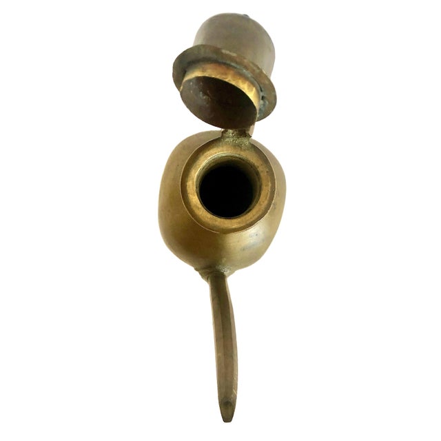 Metal Vintage Indian Mughal-Style Brass Water Ewer For Sale - Image 7 of 11