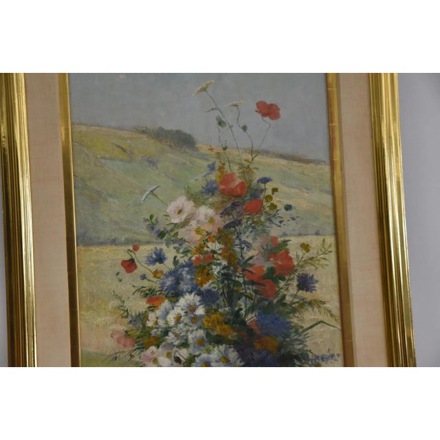 Late 19th Century Eugene Henri Cauchois , Flower Study Oil Painting For Sale - Image 5 of 11