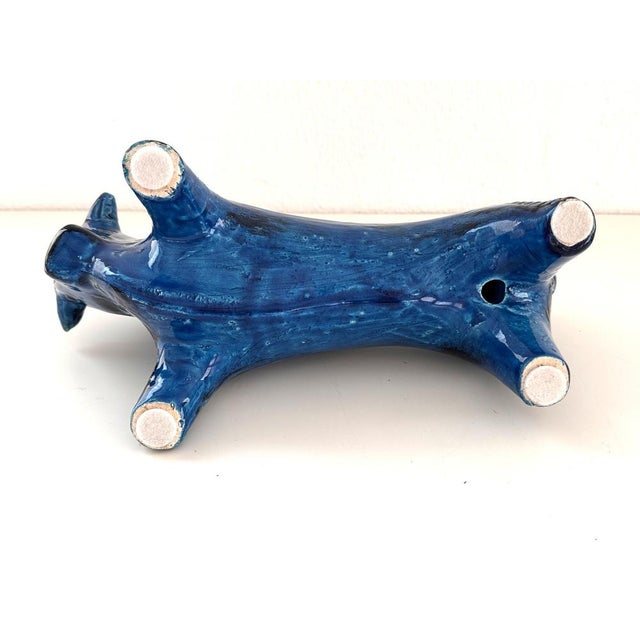 Blue Mid-Century Modern Italian Ceramic Bull by Aldo Londi for Bitossi, 1960s For Sale - Image 8 of 12