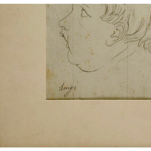 Period Italian Child Portrait Pencil Drawing For Sale - Image 4 of 7