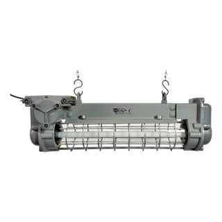 Industrial Grey Hanging Tube Light from Elektrosvit, 1970s For Sale