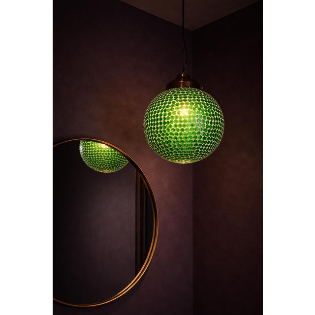 Glass Green Mosaic Globe Pendant Light Small For Sale - Image 7 of 7