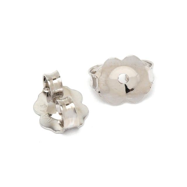 0.35ctw Tahitian Pearl & Diamond Stud Earrings, 14k White Gold, Length .5 In., Pair For Sale - Image 4 of 4