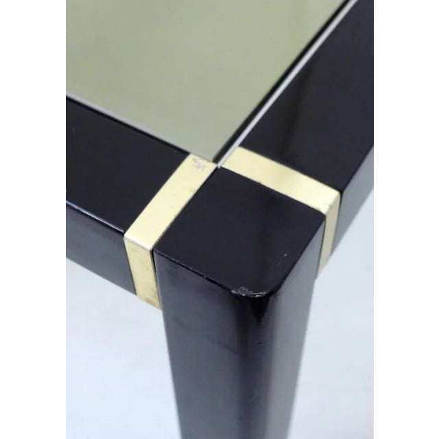 Small Vintage Coffee Table in Black Lacquered Wood & Gold Metal, Smoked Glass Tray, 1970s For Sale - Image 4 of 11